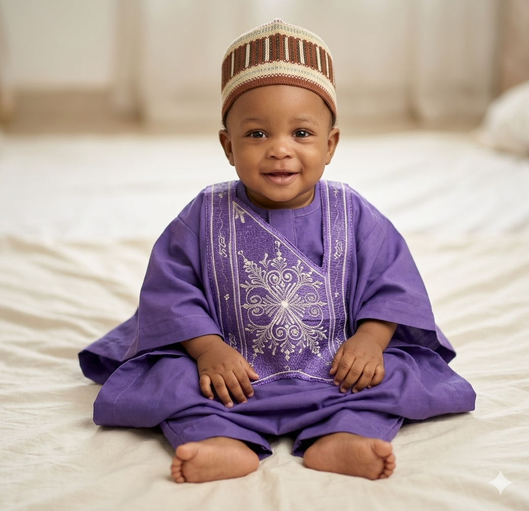 Design 2 - Purple Asooke Agbada for baby boy