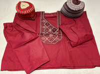 Red Asooke Agbada for baby boy
