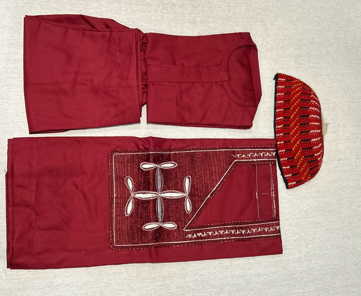 Design 2 - Red Asooke Agbada for baby boy