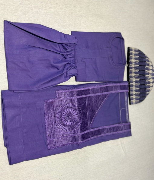 Purple Asooke Agbada for baby boy