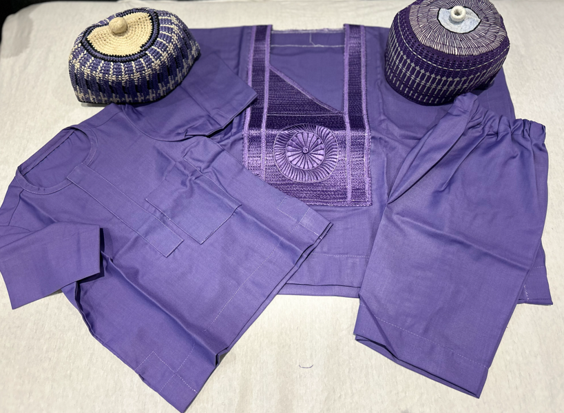 Purple Asooke Agbada for baby boy