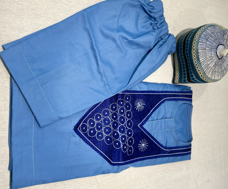 Design 1 -blue Asooke Agbada for baby boy