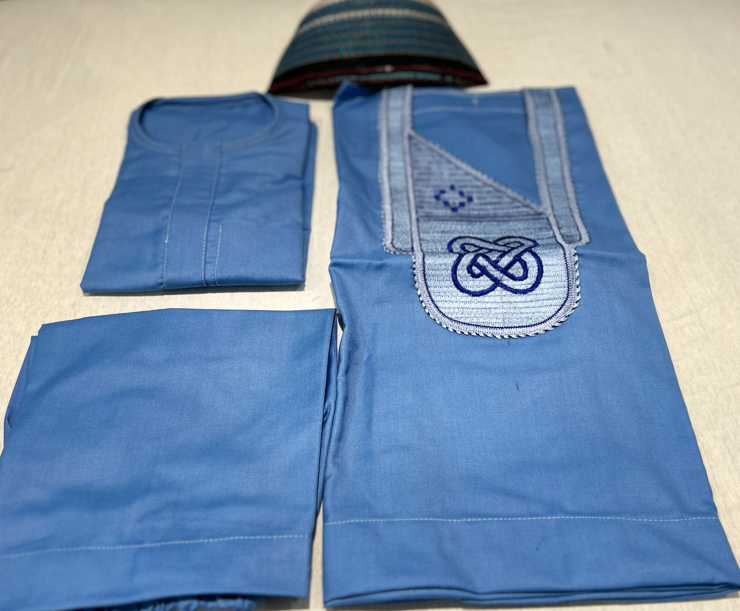 Design 2-blue Asooke Agbada for baby boy
