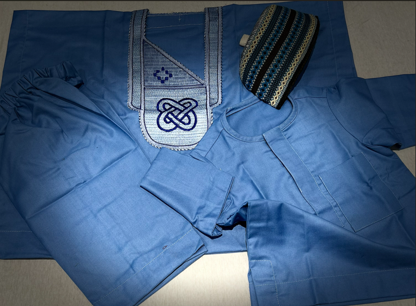 Design 2-blue Asooke Agbada for baby boy