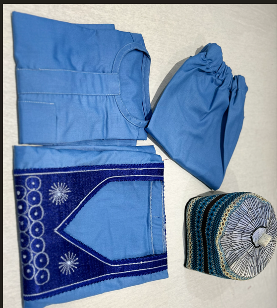 Design 1 -blue Asooke Agbada for baby boy