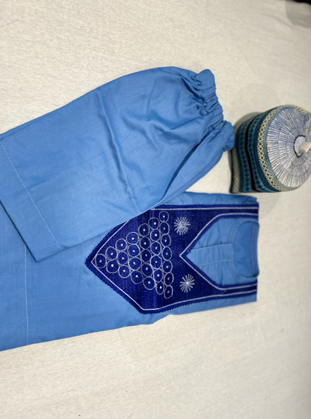 Design 1 -blue Asooke Agbada for baby boy